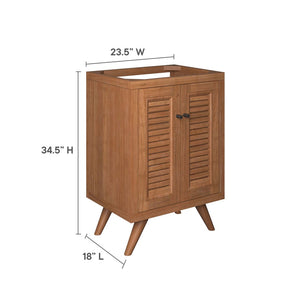 Modway Furniture Birdie 24" Teak Wood Bathroom Vanity Cabinet – Modern Coastal Design with Adjustable Storage Space EEI-5086-NAT