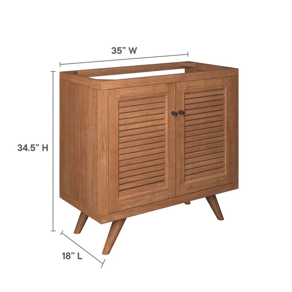 Modway Furniture Birdie 36" Teak Wood Bathroom Vanity Cabinet with Soft-Close Hinges & Adjustable Shelf - Natural Finish EEI-5087-NAT