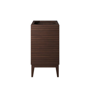 Modway Furniture Ledger 24" Mid-Century Wood Bathroom Vanity Cabinet with Soft-Close Doors - Walnut Finish & Brass Accents EEI-5088-WAL