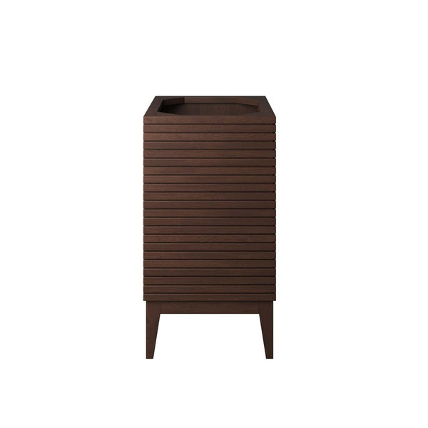 Modway Furniture Ledger 24" Mid-Century Wood Bathroom Vanity Cabinet with Soft-Close Doors - Walnut Finish & Brass Accents EEI-5088-WAL