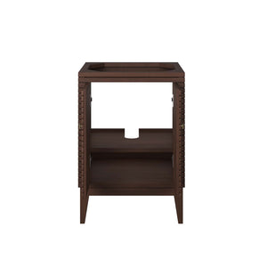 Modway Furniture Ledger 24" Mid-Century Wood Bathroom Vanity Cabinet with Soft-Close Doors - Walnut Finish & Brass Accents EEI-5088-WAL