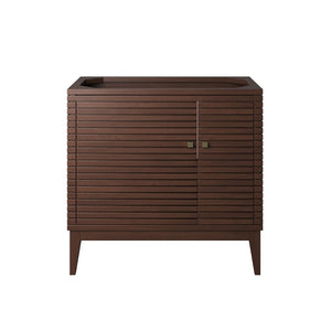 Modway Furniture Ledger 36" Mid-Century Wood Bathroom Vanity Cabinet – Stylish Walnut with Soft-Close Storage Solutions EEI-5089-WAL