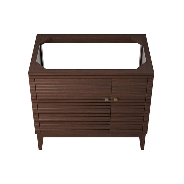Modway Furniture Ledger 36" Mid-Century Wood Bathroom Vanity Cabinet – Stylish Walnut with Soft-Close Storage Solutions EEI-5089-WAL