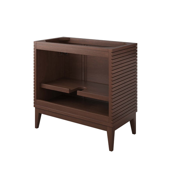 Modway Furniture Ledger 36" Mid-Century Wood Bathroom Vanity Cabinet – Stylish Walnut with Soft-Close Storage Solutions EEI-5089-WAL