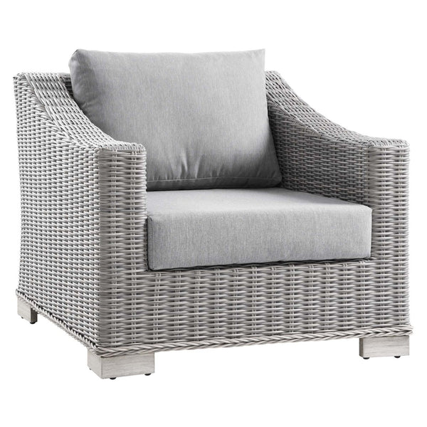 Modway Furniture Conway 2-Piece Outdoor Patio Set - Stylish Wicker Rattan Armchair & Ottoman in UV-Resistant Gray EEI-5090-GRY