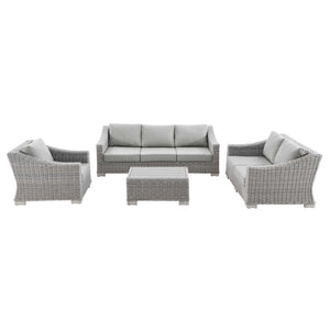 Modway Furniture Conway 4-Piece Outdoor Patio Wicker Rattan Furniture Set – Modern, Durable & Easy Care for Alfresco Fun Light Gray Gray EEI-5091-GRY