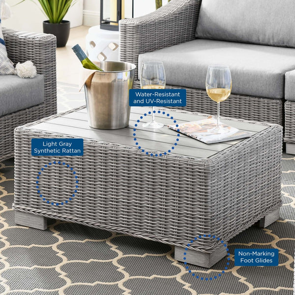 Modway Furniture Conway 4-Piece Outdoor Patio Wicker Rattan Furniture Set – Modern, Durable & Easy Care for Alfresco Fun Light Gray Gray EEI-5091-GRY