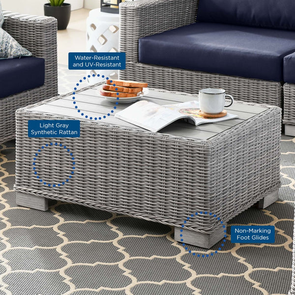 Modway Furniture Conway 4-Piece Outdoor Patio Wicker Rattan Furniture Set – Modern, Durable & Easy Care for Alfresco Fun Light Gray Navy EEI-5091-NAV