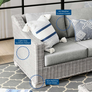 Modway Furniture Conway 4-Piece Outdoor Patio Wicker Rattan Furniture Set - Stylish Comfort for Relaxed Gatherings Light Gray Gray EEI-5095-GRY