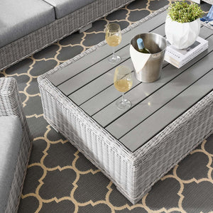 Modway Furniture Conway 4-Piece Outdoor Patio Wicker Rattan Furniture Set - Stylish Comfort for Relaxed Gatherings Light Gray Gray EEI-5095-GRY