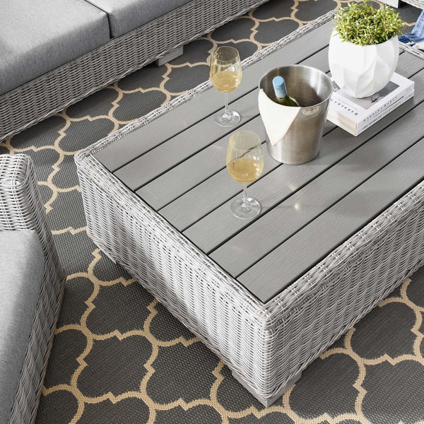 Modway Furniture Conway 4-Piece Outdoor Patio Wicker Rattan Furniture Set - Stylish Comfort for Relaxed Gatherings Light Gray Gray EEI-5095-GRY