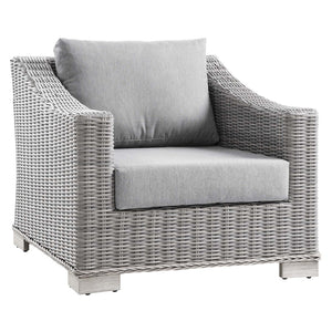 Modway Furniture Conway 4-Piece Outdoor Patio Wicker Rattan Furniture Set - Stylish Comfort for Relaxed Gatherings Light Gray Gray EEI-5095-GRY