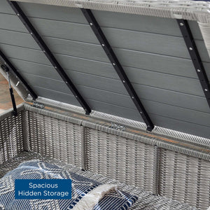 Modway Furniture Conway 4-Piece Outdoor Patio Wicker Rattan Furniture Set - Stylish Comfort for Relaxed Gatherings Light Gray Navy EEI-5095-NAV