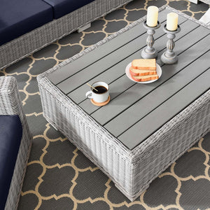 Modway Furniture Conway 4-Piece Outdoor Patio Wicker Rattan Furniture Set - Stylish Comfort for Relaxed Gatherings Light Gray Navy EEI-5095-NAV