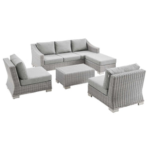 Modway Furniture Conway 5-Piece Outdoor Patio Wicker Rattan Furniture Set - Stylish, Durable & Comfort for Any Space EEI-5097-GRY
