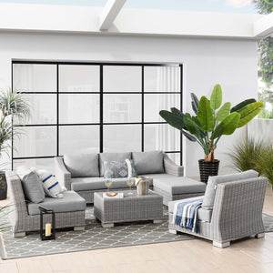 Modway Furniture Conway 5-Piece Outdoor Patio Wicker Rattan Furniture Set - Stylish, Durable & Comfort for Any Space EEI-5097-GRY