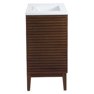 Modway Furniture Ledger 36" Bathroom Vanity - Mid-Century Modern Design in Walnut with Integrated Sink and Storage EEI-5115-WAL-WHI