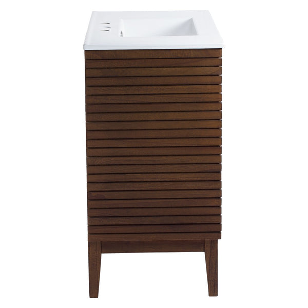 Modway Furniture Ledger 36" Bathroom Vanity - Mid-Century Modern Design in Walnut with Integrated Sink and Storage EEI-5115-WAL-WHI