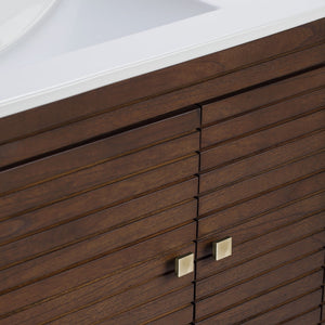 Modway Furniture Ledger 36" Bathroom Vanity - Mid-Century Modern Design in Walnut with Integrated Sink and Storage EEI-5115-WAL-WHI