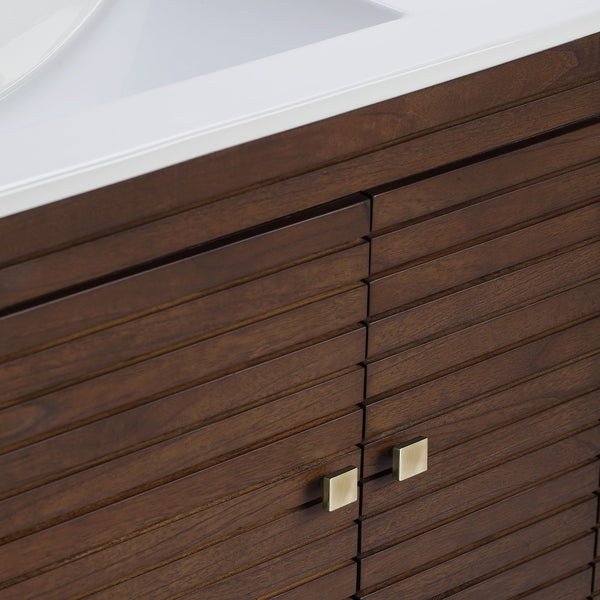 Modway Furniture Ledger 36" Bathroom Vanity - Mid-Century Modern Design in Walnut with Integrated Sink and Storage EEI-5115-WAL-WHI