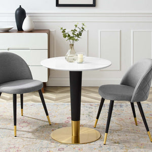 Modway Furniture Zinque 28" Round Dining Table - Modern Mid-Century Style with Gold Accents for Chic Spaces EEI-5116-GLD-WHI
