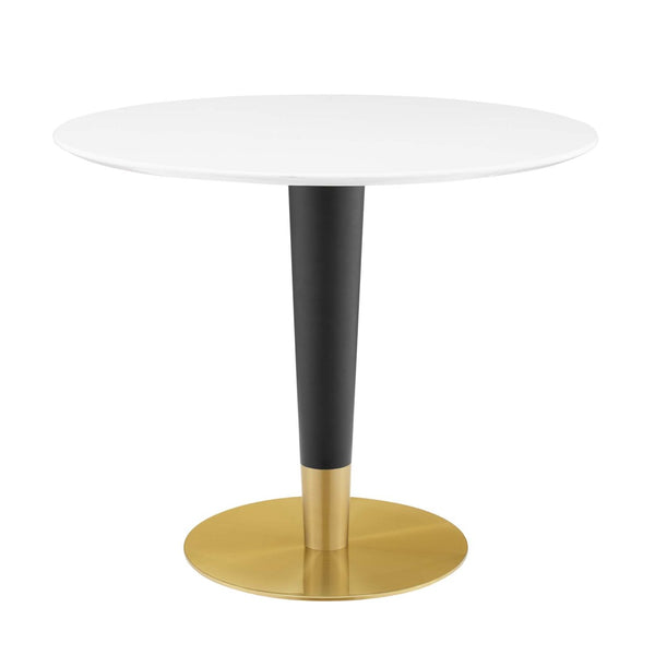 Modway Furniture Zinque 36" Dining Table - Modern Mid-Century Style with Gold Accents, Easy-Clean & Compact Design EEI-5117-GLD-WHI