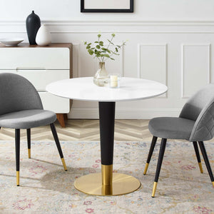 Modway Furniture Zinque 36" Dining Table - Modern Mid-Century Style with Gold Accents, Easy-Clean & Compact Design EEI-5117-GLD-WHI