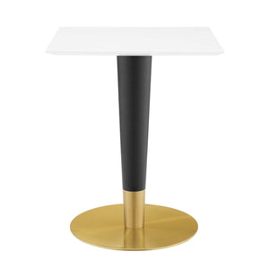 Modway Furniture Zinque 24" Square Dining Table - Modern Mid-Century Design, Gold Accents for Small Spaces EEI-5118-GLD-WHI