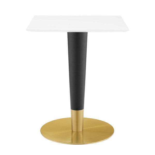 Modway Furniture Zinque 24" Square Dining Table - Modern Mid-Century Design, Gold Accents for Small Spaces EEI-5118-GLD-WHI