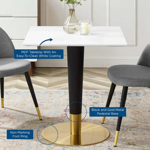 Modway Furniture Zinque 28" Square Dining Table - Modern Mid-Century Design with Gold and White Finish for Style EEI-5119-GLD-WHI