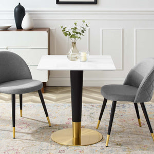 Modway Furniture Zinque 28" Square Dining Table - Modern Mid-Century Design with Gold and White Finish for Style EEI-5119-GLD-WHI