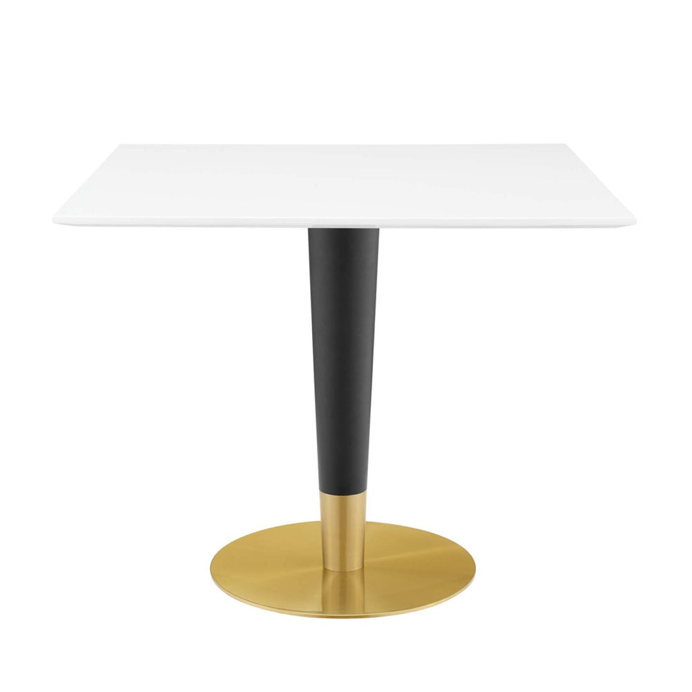 Modway Furniture Zinque 36" Square Dining Table - Modern Pedestal Design with Gold Accent for Stylish Dining Spaces EEI-5120-GLD-WHI