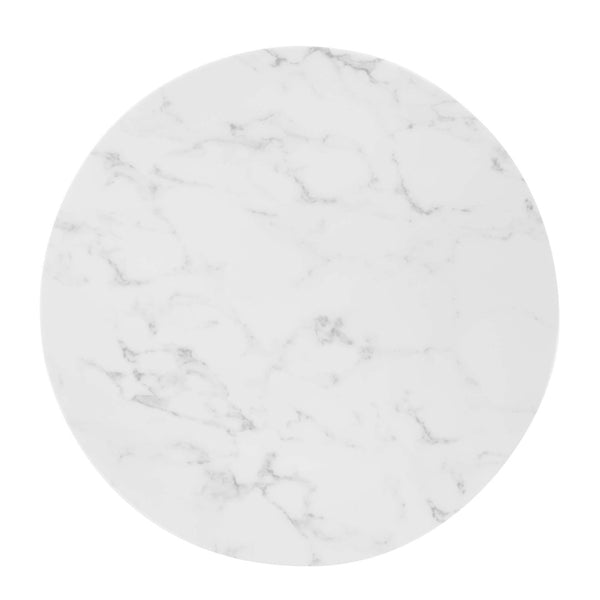 Modway Furniture Zinque 28" Mid-Century Artificial Marble Dining Table with Stylish Gold Base for Elegant Dining EEI-5121-GLD-WHI