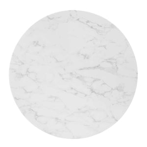 Modway Furniture Zinque 36" Artificial Marble Dining Table - Mid-Century Modern Design, Seats 4, Gold & White Finish EEI-5122-GLD-WHI