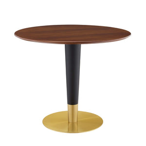 Modway Furniture Zinque 36" Dining Table - Modern Mid-Century Design with Gold Accents and Durable Walnut Finish EEI-5123-GLD-WAL