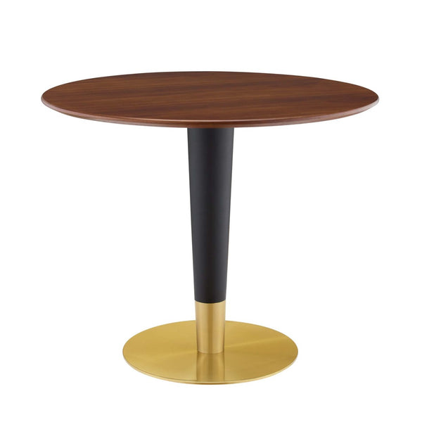 Modway Furniture Zinque 36" Dining Table - Modern Mid-Century Design with Gold Accents and Durable Walnut Finish EEI-5123-GLD-WAL
