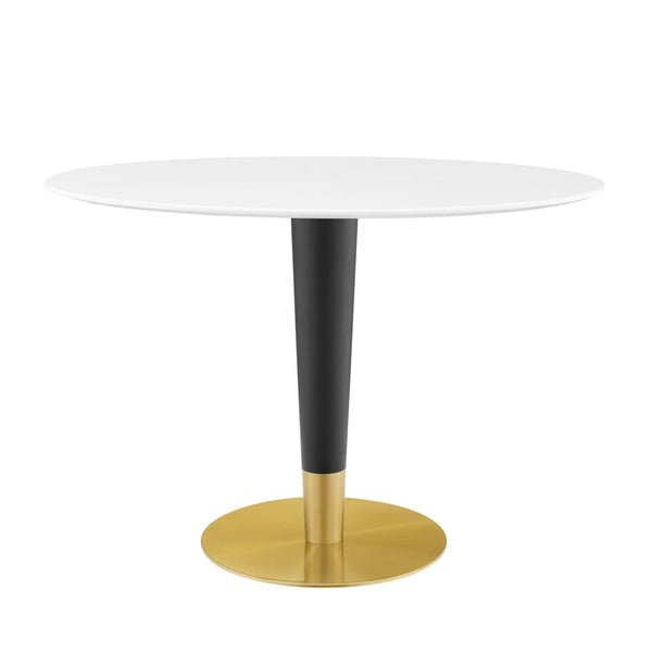 Modway Furniture Zinque 42" Oval Dining Table - Modern Mid-Century Design with Gold Accents for Stylish Dining EEI-5124-GLD-WHI