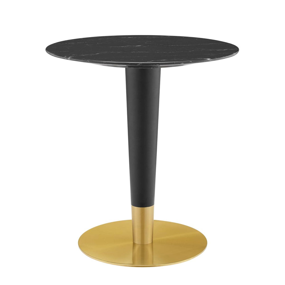 Modway Furniture Zinque 28" Artificial Marble Dining Table - Modern Mid-Century Design with Gold Black Base EEI-5131-GLD-BLK