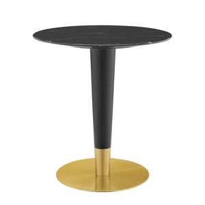 Modway Furniture Zinque 28" Artificial Marble Dining Table - Modern Mid-Century Design with Gold Black Base EEI-5131-GLD-BLK