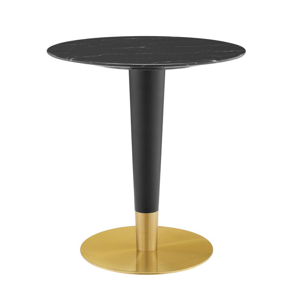 Modway Furniture Zinque 28" Artificial Marble Dining Table - Modern Mid-Century Design with Gold Black Base EEI-5131-GLD-BLK