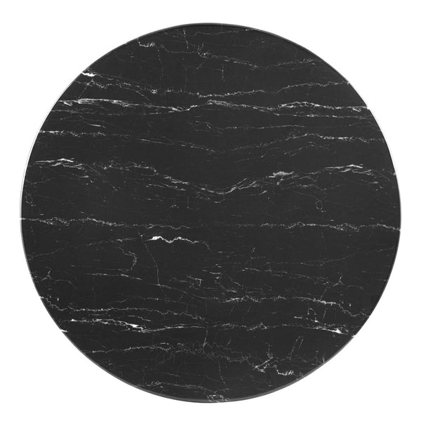 Modway Furniture Zinque 28" Artificial Marble Dining Table - Modern Mid-Century Design with Gold Black Base EEI-5131-GLD-BLK