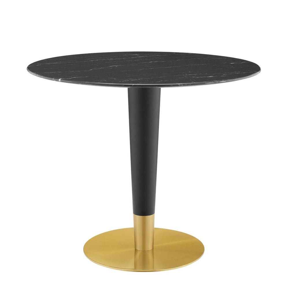 Modway Furniture Zinque 36" Artificial Marble Dining Table - Mid-Century Modern Style with Gold Black Accents EEI-5132-GLD-BLK