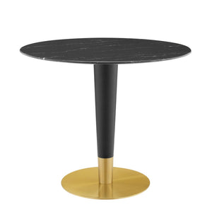 Modway Furniture Zinque 36" Artificial Marble Dining Table - Mid-Century Modern Style with Gold Black Accents EEI-5132-GLD-BLK