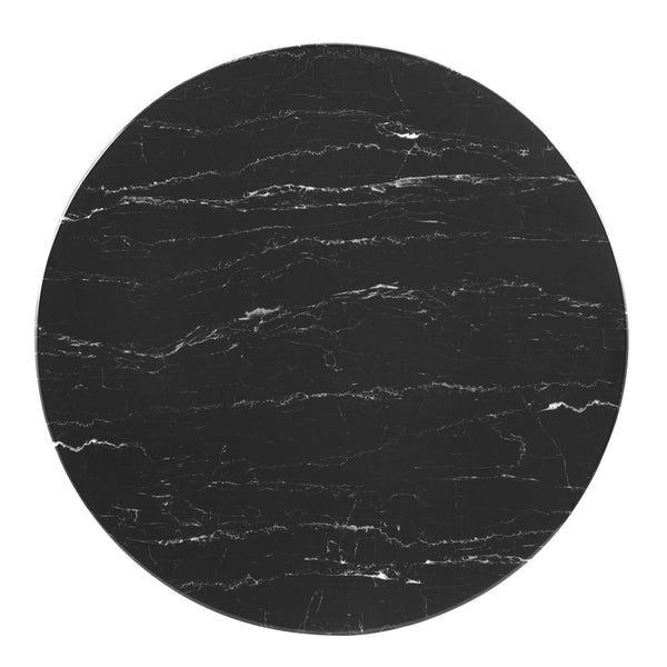 Modway Furniture Zinque 36" Artificial Marble Dining Table - Mid-Century Modern Style with Gold Black Accents EEI-5132-GLD-BLK
