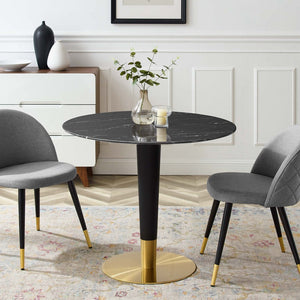 Modway Furniture Zinque 36" Artificial Marble Dining Table - Mid-Century Modern Style with Gold Black Accents EEI-5132-GLD-BLK