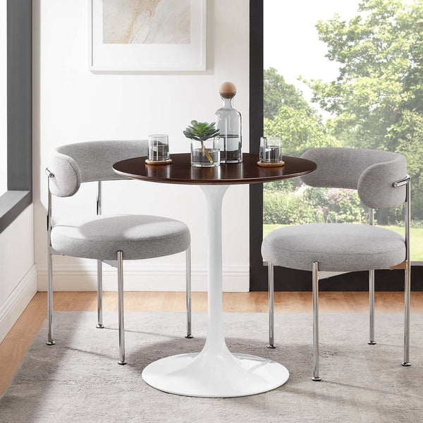 Modway Furniture Lippa 28" Round Wood Dining Table - Mid-Century Style for Small Spaces, Durable & Elegant Design EEI-5155-WHI-CHE
