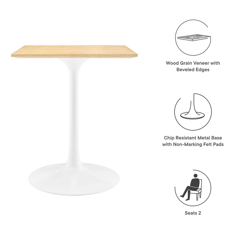 Modway Furniture Lippa 24" Square Wood Dining Table - Modern Compact Design for Small Spaces, Easy Assembly & Durability EEI-5162-WHI-NAT
