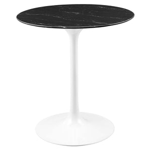 Modway Furniture Lippa 28" Round Faux Marble Dining Table - Mid-Century Modern Pedestal Design for Cozy Spaces EEI-5167-WHI-BLK