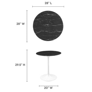 Modway Furniture Lippa 28" Round Faux Marble Dining Table - Mid-Century Modern Pedestal Design for Cozy Spaces EEI-5167-WHI-BLK