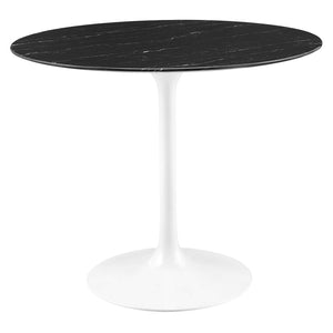 Modway Furniture Lippa 36" Round Faux Marble Dining Table - Elegant Mid-Century Design for Modern Spaces, White/Black EEI-5168-WHI-BLK